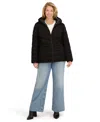 Nautica Plus Size Zip Front Short Packable Coat In Black