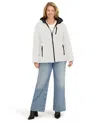 Nautica Plus Size Zip Front Short Packable Coat In White