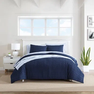 Nautica Point Harbor Embossed Navy Duvet Cover Set In Blue