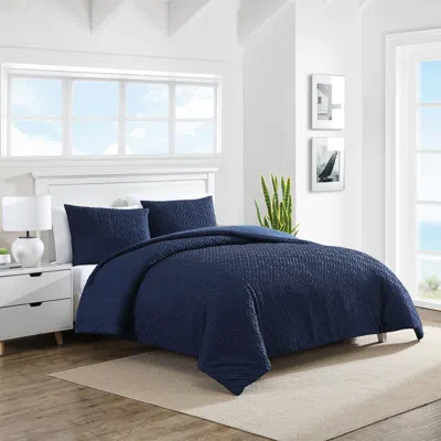 Nautica Point Harbor Navy Twin Duvet Cover & Sham Set In Blue