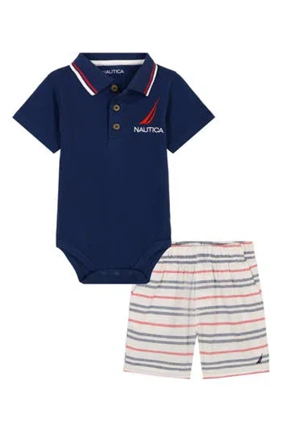 Nautica Babies'  Polo Bodysuit & Shorts Set In Multi