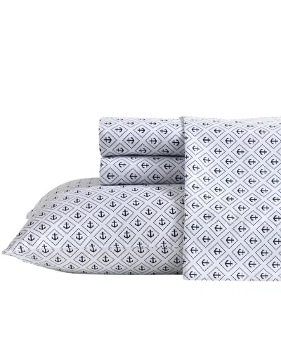 Nautica Printed Cooling Microfiber 4-pc. Sheet Set, Queen In White