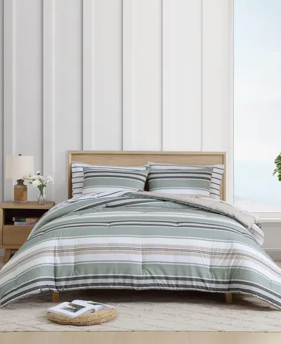 Nautica Prospect Harbor Reversible 3-pc. Comforter Set, Full/queen In Fern Green,charcoal