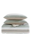 Nautica Prospect Harbor Stripe Cotton Twin Comforter Set In Fern Green/charcoal