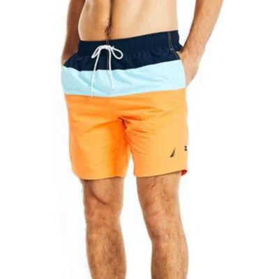 Nautica Quick Dry Swim Trunk Men Multi Tri-block 8" Inseam Drawstring Fts1024