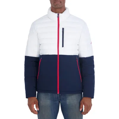 Nautica Quilted Midweight Stretch Jacket In White