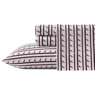 Nautica Red Stripe Queen Sheet Set