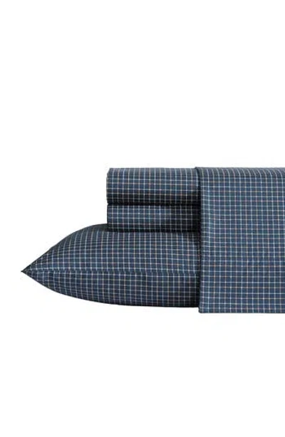 Nautica Reese Plaid 200 Thread Count Cotton Percale Sheet Set In Blue