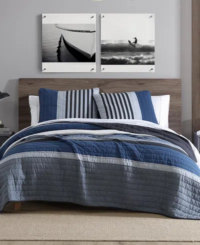 Nautica Rendon Reversible 2 Piece Quilt Set, Twin In Charcoal