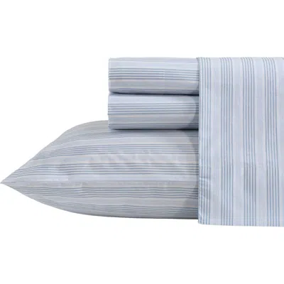 Nautica Richmond Stripe 200 Thread Count Cotton Percale Sheet Set In Blue