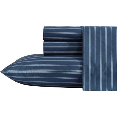 NAUTICA NAUTICA RICHMOND STRIPE 200 THREAD COUNT COTTON PERCALE SHEET SET