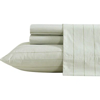 Nautica Richmond Stripe 200 Thread Count Cotton Percale Sheet Set In Green