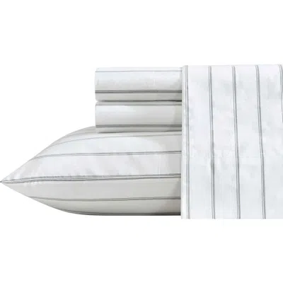 Nautica Richmond Stripe 200 Thread Count Cotton Percale Sheet Set In Gray