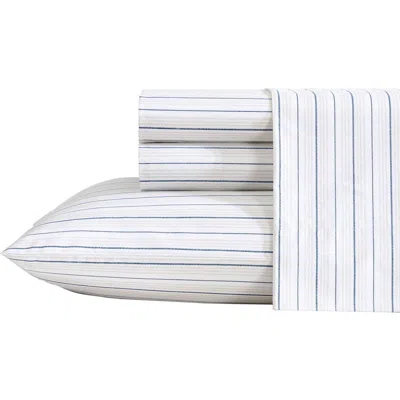 Nautica Richmond Stripe 200 Thread Count Cotton Percale Sheet Set In Blue