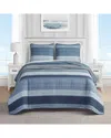 Nautica Ridgeport 100% Cotton Reversible Quilt Set In Blue