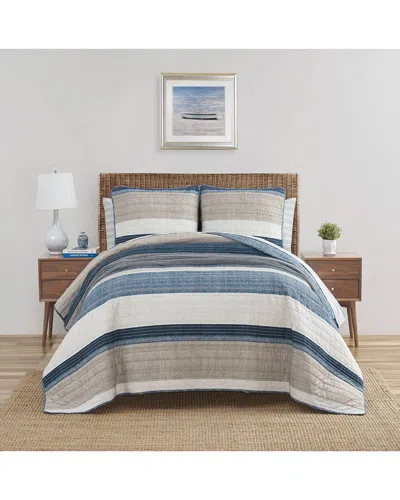 Nautica Ridgeport Of Cotton Reversible Quilt Set In Blue