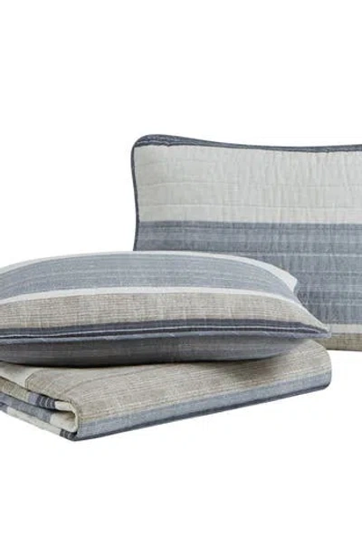 Nautica Ridgeport Open Dark Blue Quilt Set In Grey/taupe