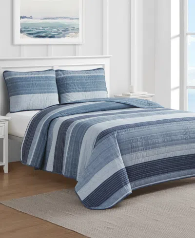 Nautica Ridgeport Reversible 3 Piece Quilt Set, Full/queen In Blue