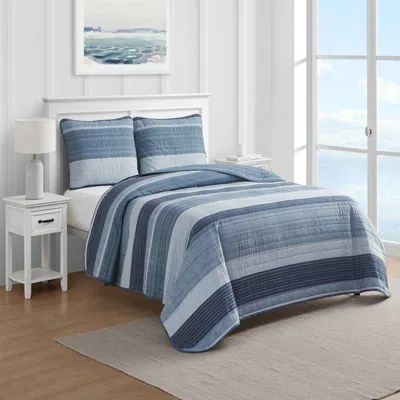 Nautica Ridgeport Twin Reversible Quilt And Sham Set In Blue