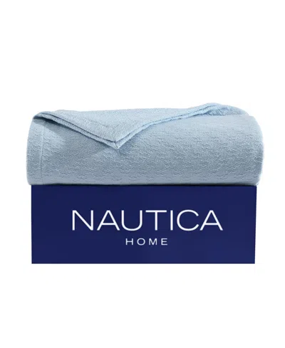 Nautica Ripple Cove Cotton Reversible Blanket, Twin In Blue