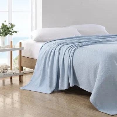 Nautica Ripple Cove Solid Cotton Blanket In Blue