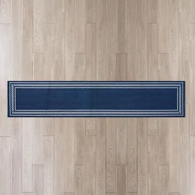 Nautica Rope Border Machine Washable All Loop Tufted Rugs 1-piece In Blue
