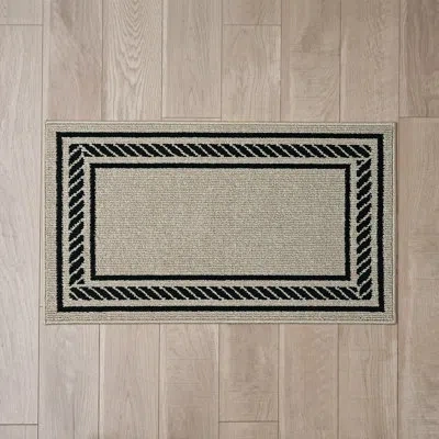 Nautica Rope Border Machine Washable All Loop Tufted Rugs 1-piece In Brown