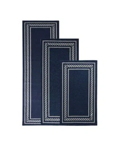 Nautica Rope Border Tufted Runner Rug In Black