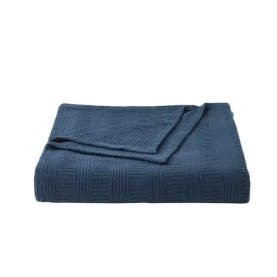 Nautica Rope Stripe Cotton Blanket In Navy