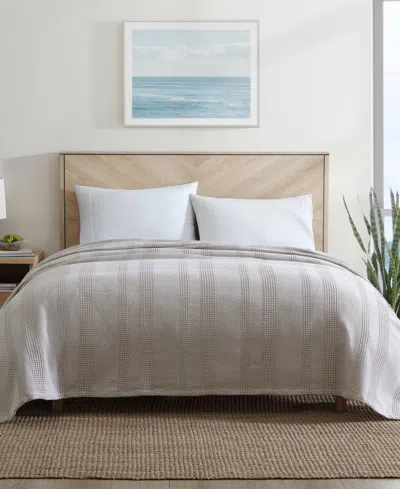 Nautica Rope Stripe Woven Cotton Reversible Blanket, Twin In Twine
