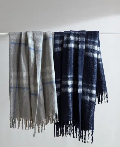 NAUTICA RYAN COVE PLAID FAUX MOHAIR THROW, 60" X 50"