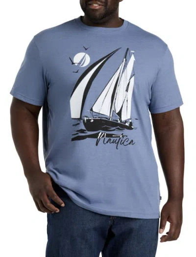 Nautica Sailboat Graphic Tee In Deep Anchor Heather