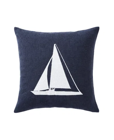 Nautica Sailboat Horizons Embroidered Square Pillow, 20" X 20" In Navy