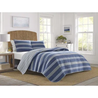Nautica Saltmarsh Cotton Reversible Quilt Set In Blue