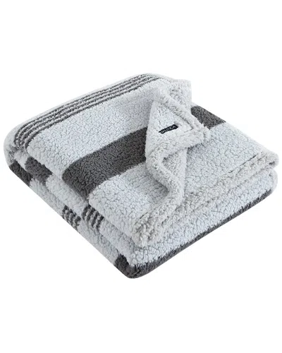 Nautica Saltmarsh Sherpa-reversible Throw Blanket In Grey