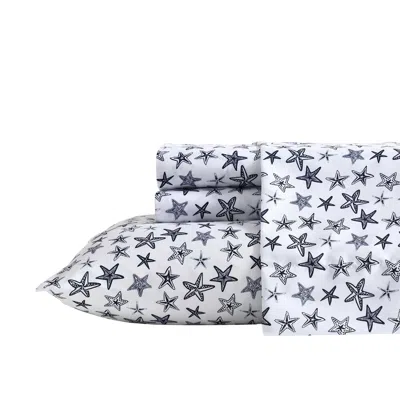 Nautica Saltwater Stars Blue Twin Sheet Set In White