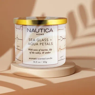 Nautica Sea Glass + Aqua Petals Scented Designer Candle In White