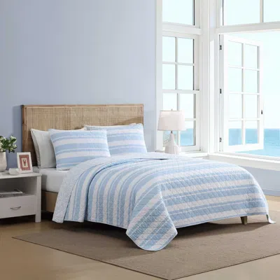 Nautica Seafront Stripe Blue King Quilt Set