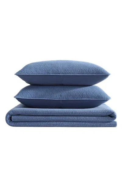 Nautica Seashore Stitch Cotton Quilt Set In Blue