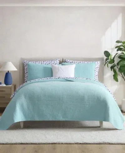 Nautica Seashore Stitch Cotton Reversible Quilt Sets In Blue