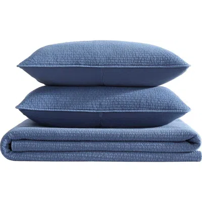 Nautica Seashore Stitch Cotton Twin Quilt Set In Navy