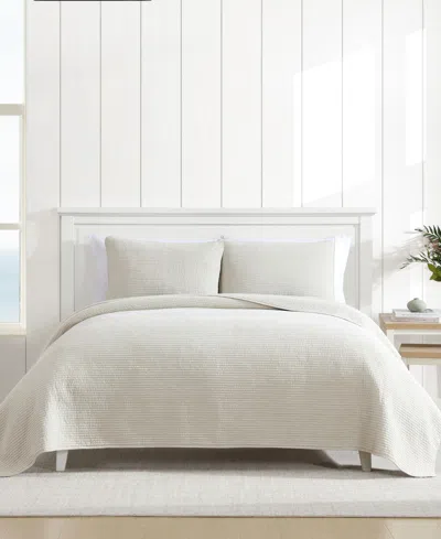 Nautica Seashore Stitch Washed 3-pc. Quilt Set, Full/queen In Beige