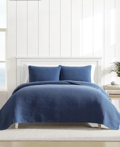Nautica Seashore Stitch Washed 3-pc. Quilt Set, King In Navy