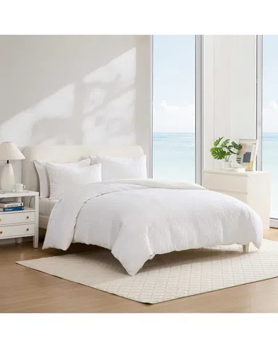 Nautica Seaside Floral Cotton Blend Jacquard Duvet Cover Set
