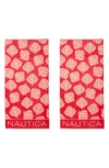 Nautica Set Of 2 Cotton Blend Terry Beach Towels In Pink