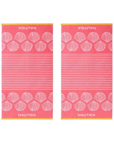 Nautica Shell Border Beach Towel Set In Pink