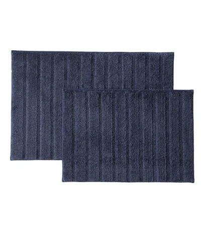 Nautica Shelly Reef Solid Skid Resistant Back 2 Piece Bath Rug Set In Blue