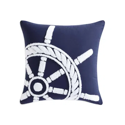 Nautica Ships Wheel Cotton Decorative Pillow In Blue