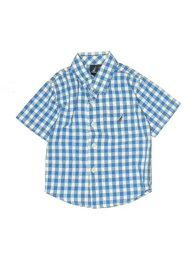 Pre-owned Nautica Kids' Short Sleeve Button Down Shirt In Blue