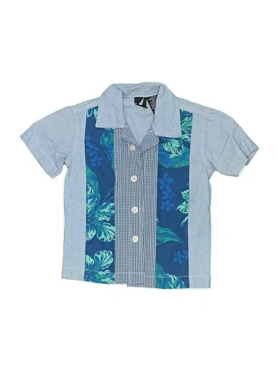 Pre-owned Nautica Babies' Short Sleeve Button Down Shirt In Blue